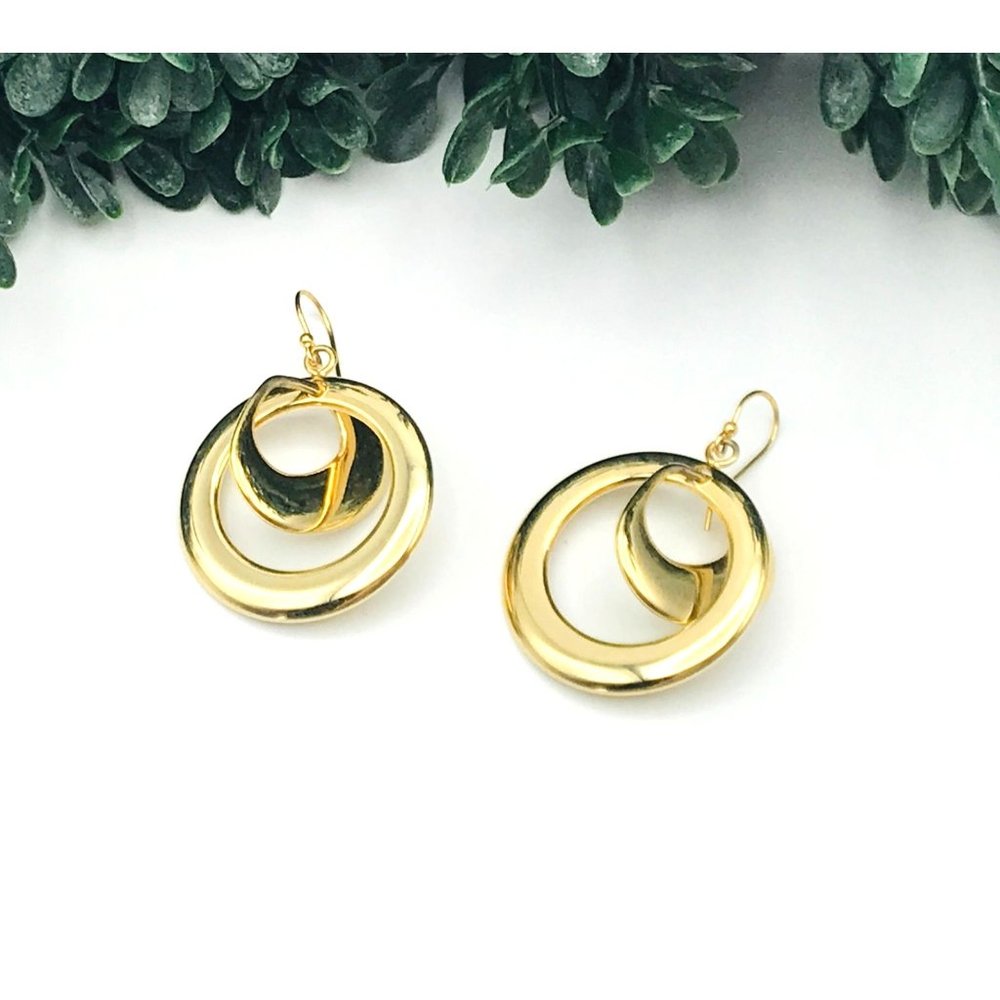 Vintage earrings double hoops gold tone by RLM